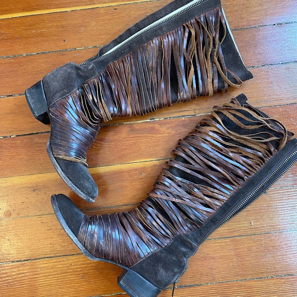 Freebird by Steven Brown Heeled Fringe Boots